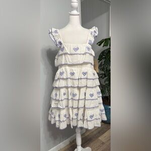 INNIKA  Choo Dress 100% Cotton  & Purple Embroidered Heart